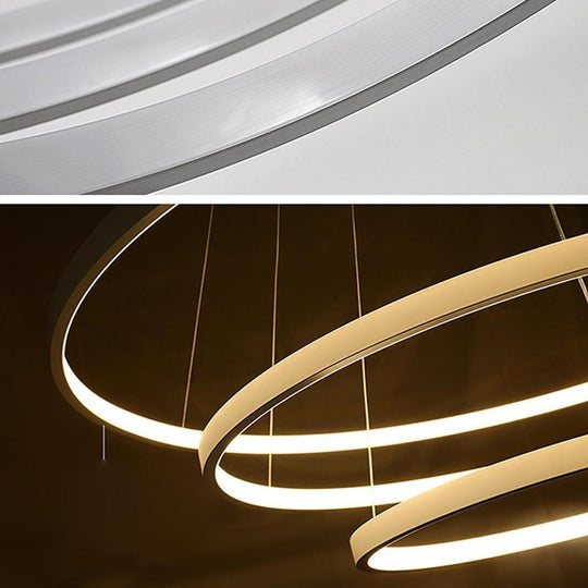 3 Ring Interweaved Circle Design Pendant Lighting Aluminum Acrylic LED Ceiling Light