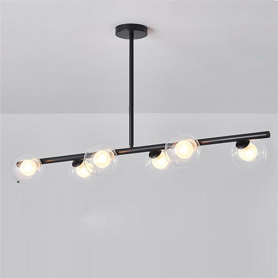 Nordic Island Light Chandelier Metal Glass LED Chandelier 6 Bulbs