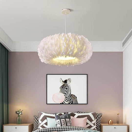Feather Fairy Tale Theme Artistic Pendant Light for Bedroom