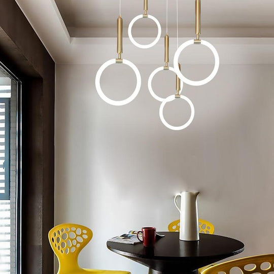Circle Cylinder Metal Silica Gel LED Island Pendant Light