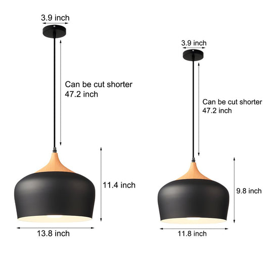 Dome Pendant Light with Wood Detail – Modern 1-Light Fixture