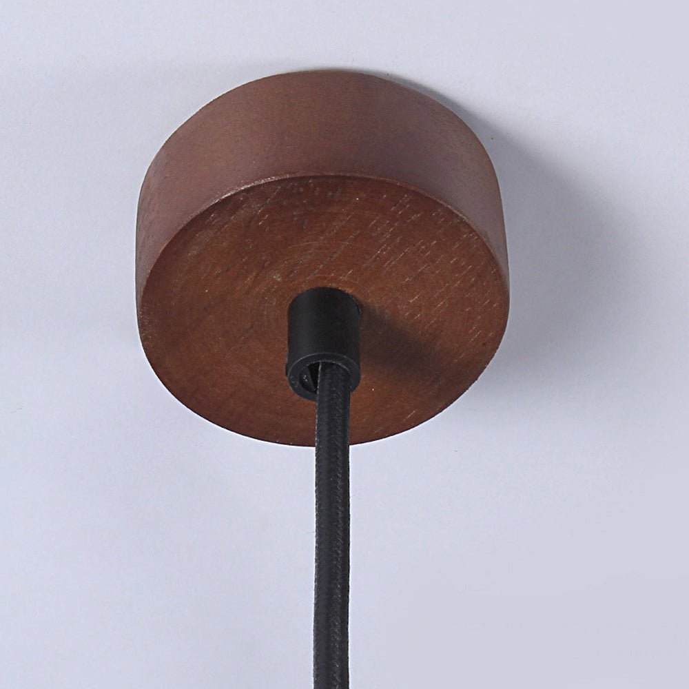 Double Glass Lampshade Creative Wood Brown Nordic Pendant Light Fixture