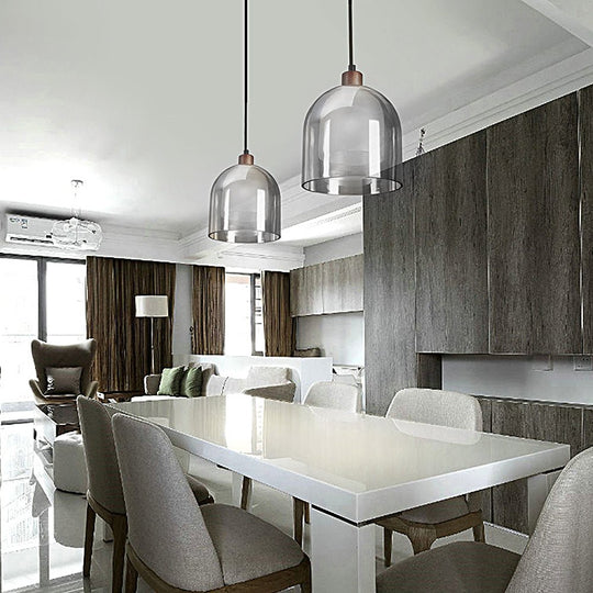 Double Glass Lampshade Creative Wood Brown Nordic Pendant Light Fixture