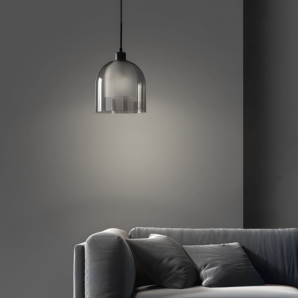 Double Glass Lampshade Creative Wood Brown Nordic Pendant Light Fixture
