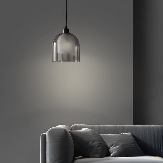 Double Glass Lampshade Creative Wood Brown Nordic Pendant Light Fixture