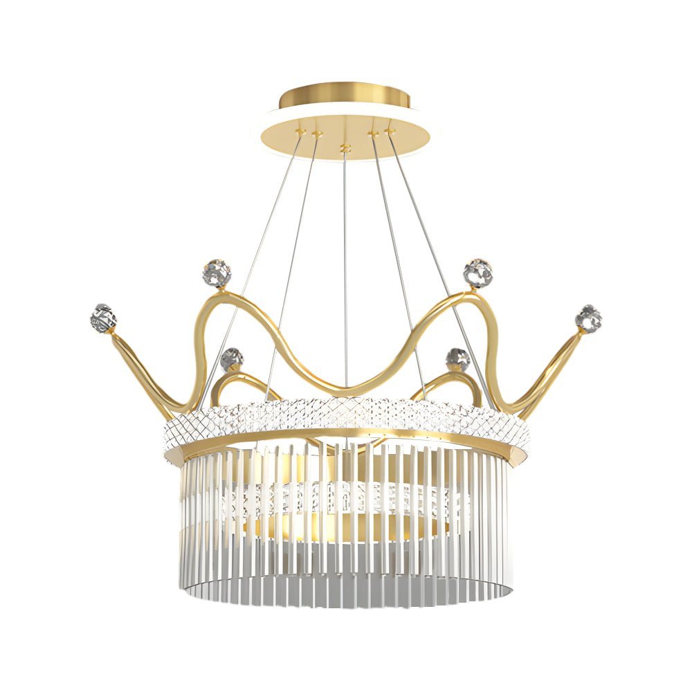 Double Layer Crystal Crown Chandelier with 3-Step Dimming