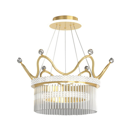 Double Layer Crystal Crown Chandelier with 3-Step Dimming