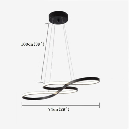 Metal Silica Pendant LED Abstract Curved Strip Chandelier for Dining Room