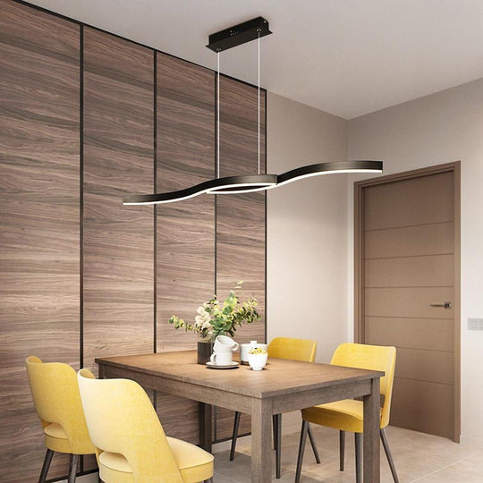 Dual Wave Metal & PVC Island Dining Chandelier – 2-Light LED