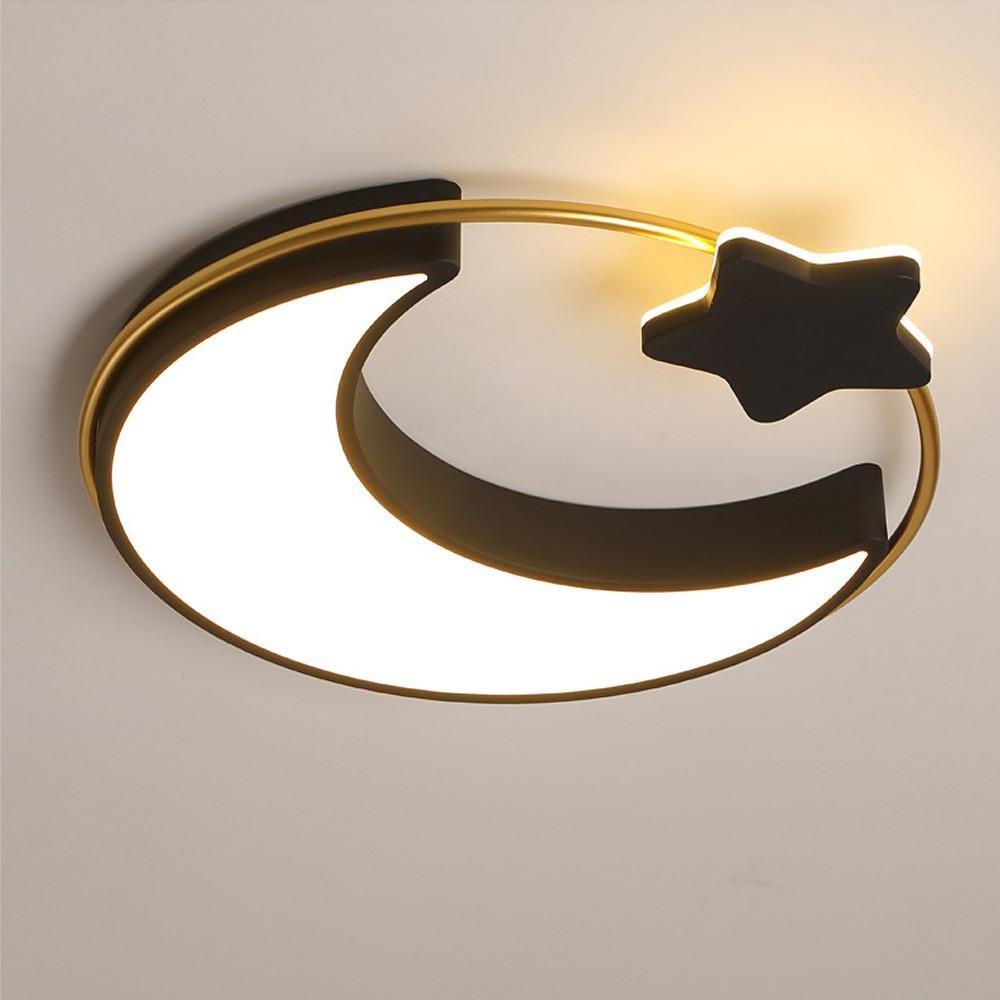 Moon and Star Dimmable Flush Mount LED Kids Bedroom Ceiling Light