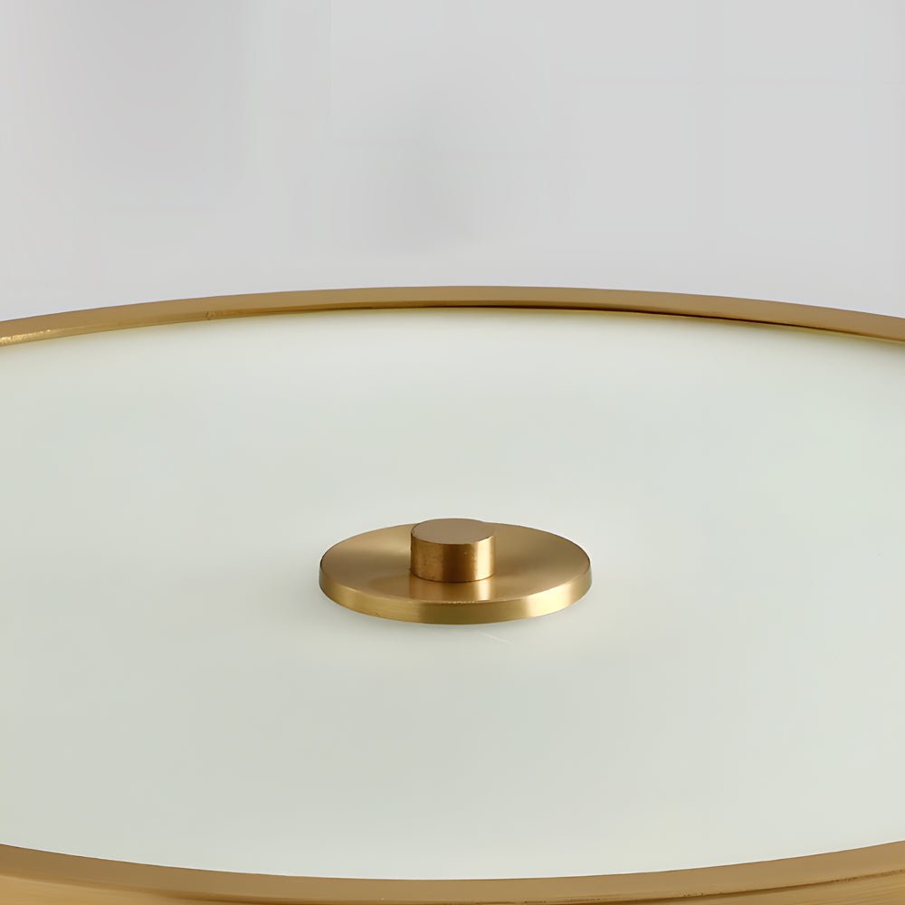 Drum Brass Flush Mount Ceiling Light with Ribbed Glass Shade