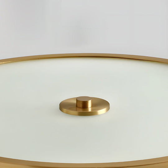 Drum Brass Flush Mount Ceiling Light with Ribbed Glass Shade