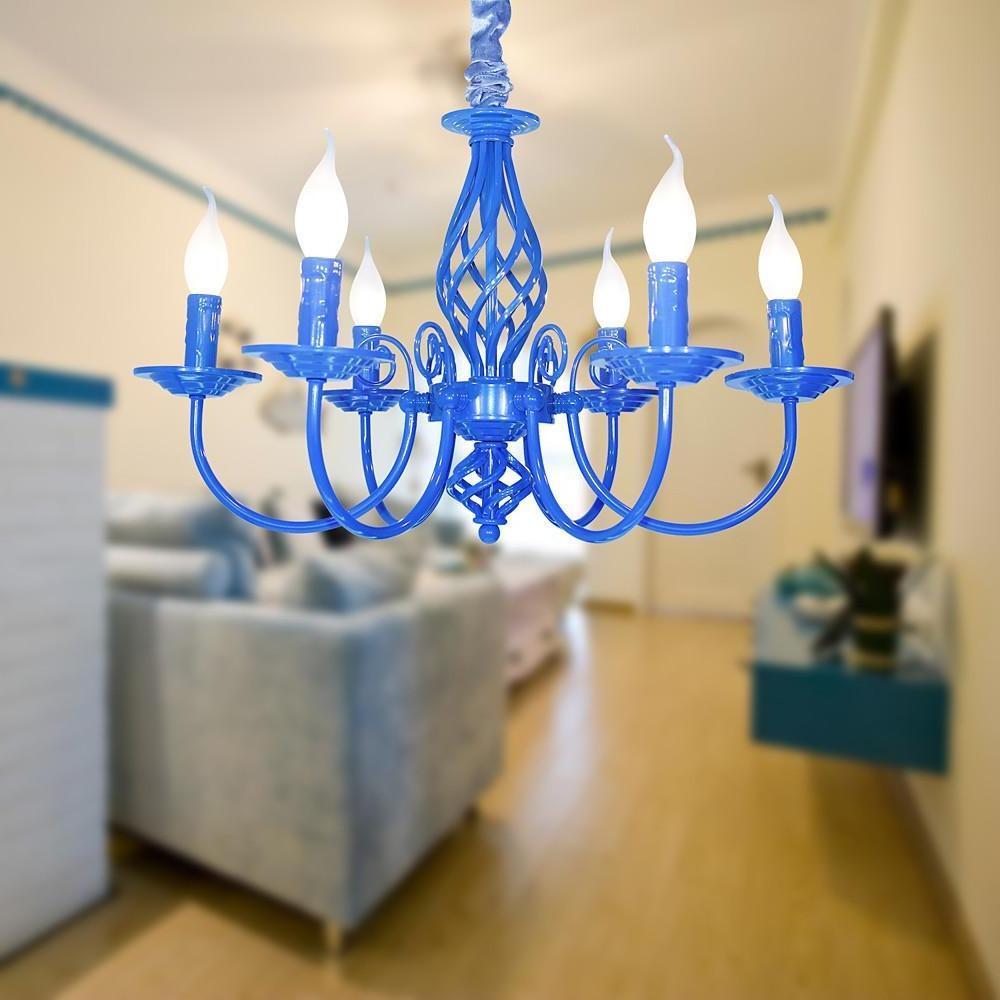 Candle Design Metal Rustic Chandelier with 6 LED Bulbs
