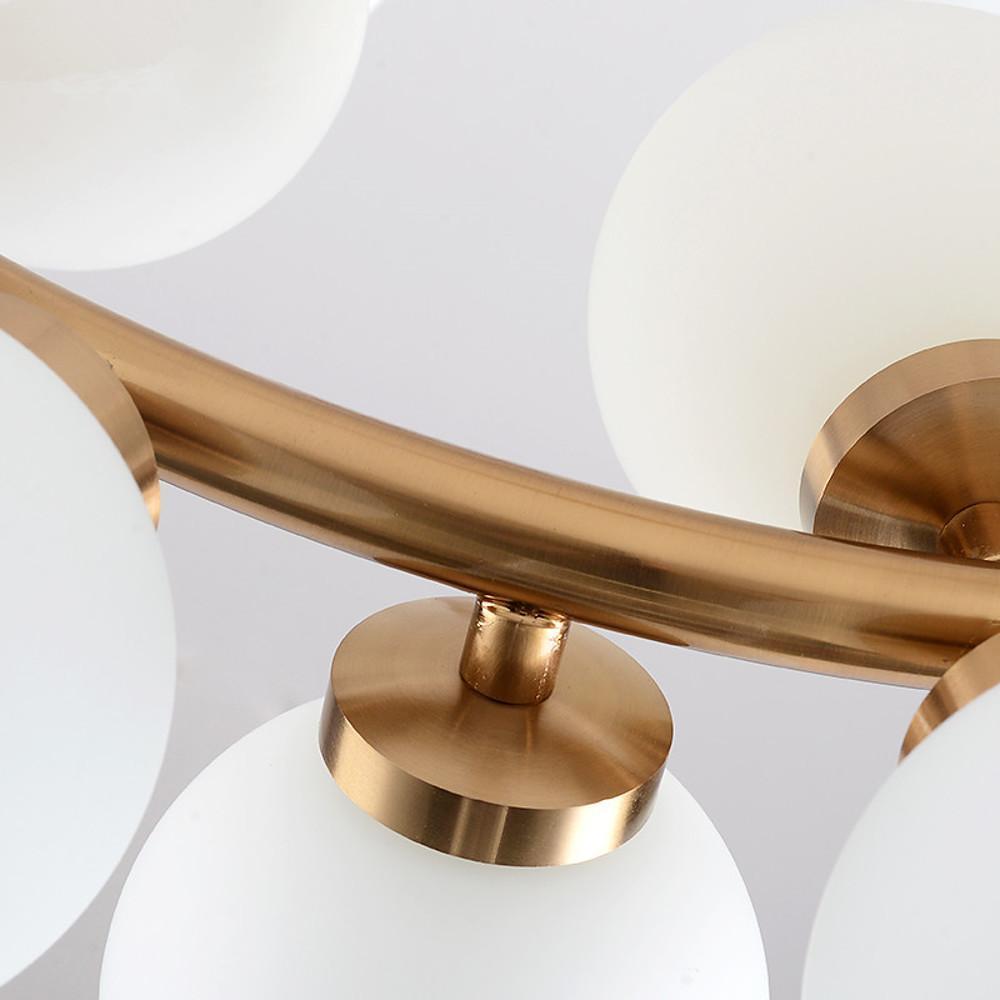 Clustered Glass Globe Electroplated Metal LED Modern Chandelier
