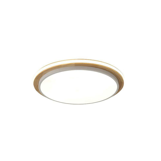 Metal and Wood Round LED Flush Mount Ceiling Light for Bedroom
