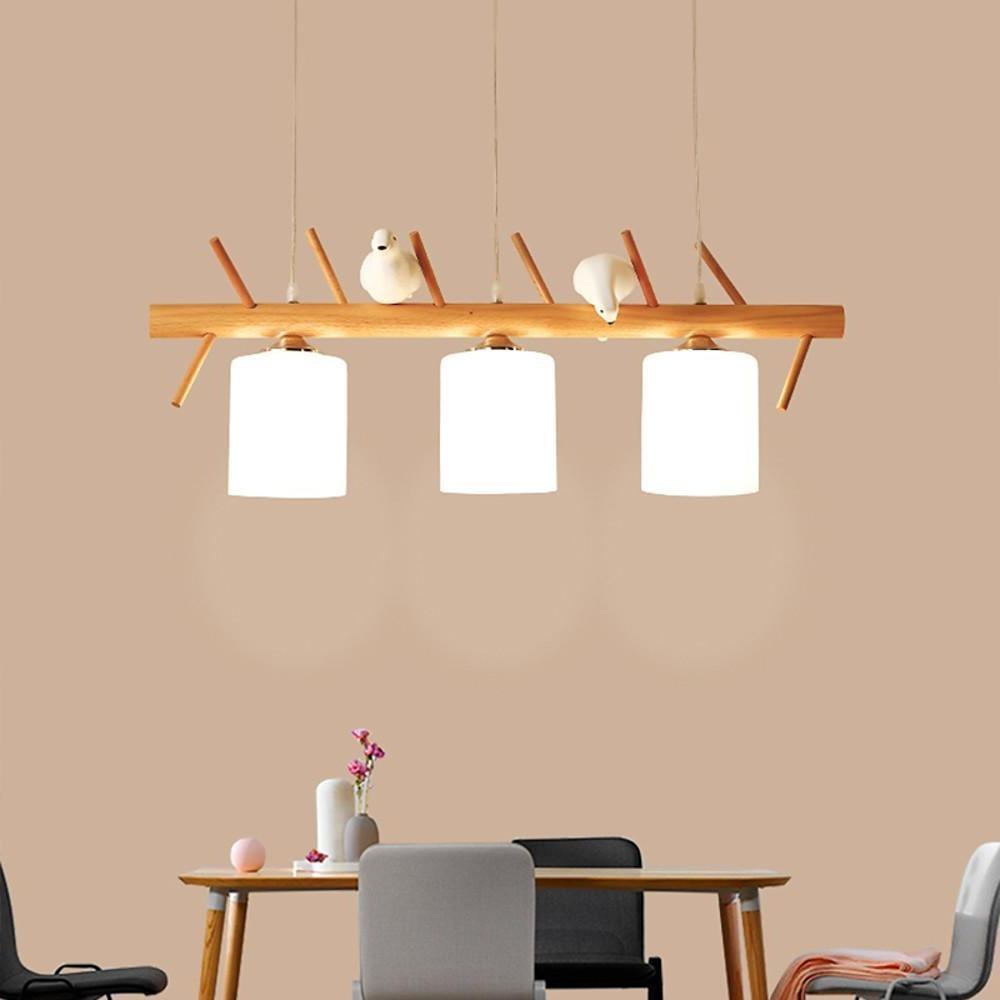 Rustic Adjustable Wood and Glass Pendant Light