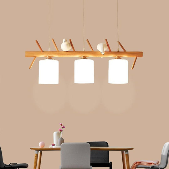Rustic Adjustable Wood and Glass Pendant Light