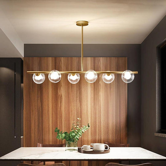 Nordic Island Light Chandelier Metal Glass LED Chandelier 6 Bulbs