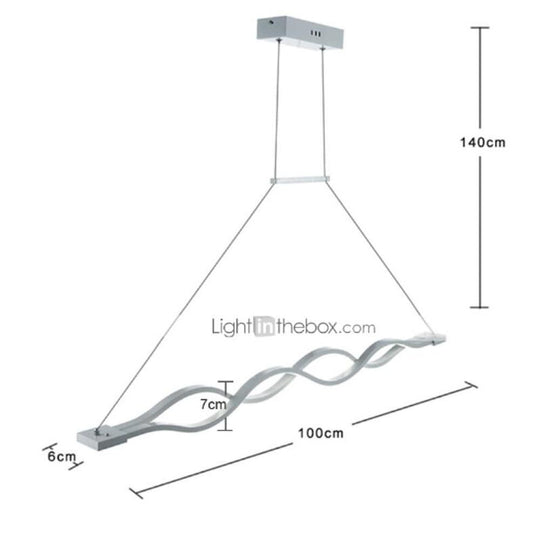 Double Wavy LED Modern Chandelier Dining Room Light Fixture