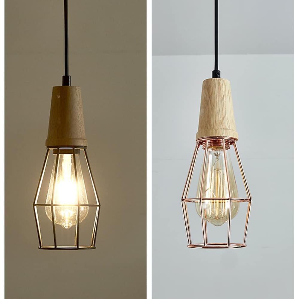 Antique Lantern Vintage Metal Wood LED Pendant Light