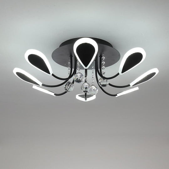 Modern Crystal Flush Mount Ceiling Light 8 Lights