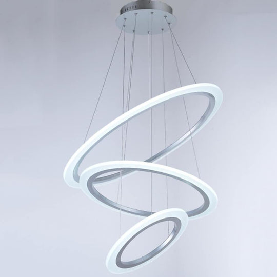 3-Ring Modern Mid Century LED Chandelier