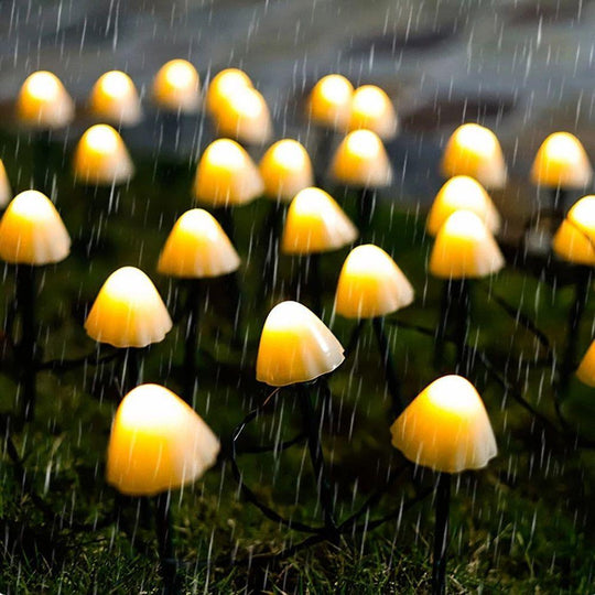 Outdoor Mini Mushroom RGB Solar 16.4 ft LED String Lights