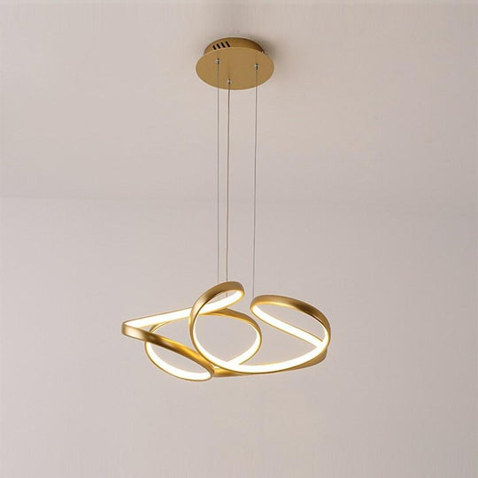 Interwoven Wave Design Gold Sputnik Chandelier – Metal Ceiling Light