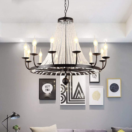 Empire Wagon Wheel Chandelier with Crystal Accents – 8/10/12 Lights