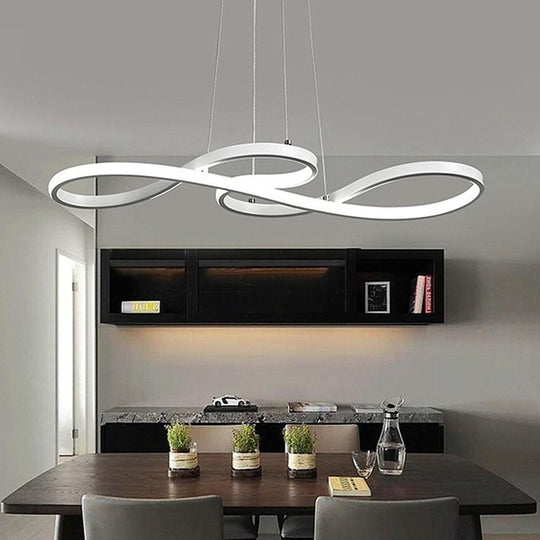 Geometric Wave Semi-Flush Chandelier – Metal & Silica Gel