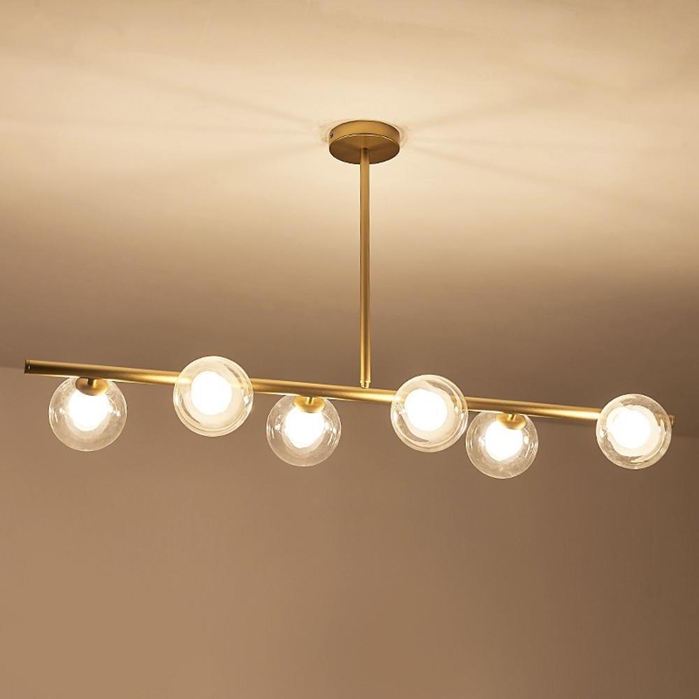 Nordic Island Light Chandelier Metal Glass LED Chandelier 6 Bulbs
