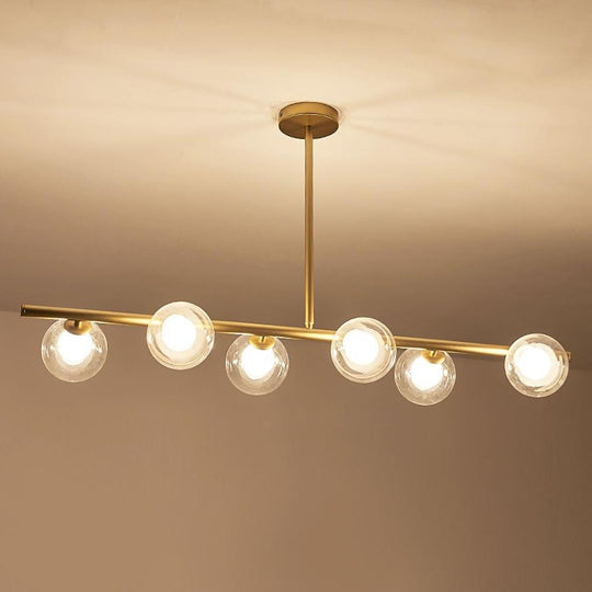 Nordic Island Light Chandelier Metal Glass LED Chandelier 6 Bulbs
