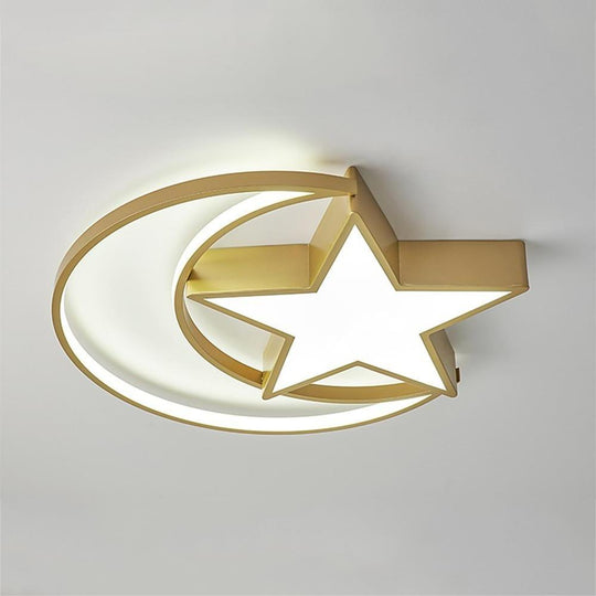 Novelty Moon Star LED Flush Mount Ceiling Light – Kids’ Bedroom