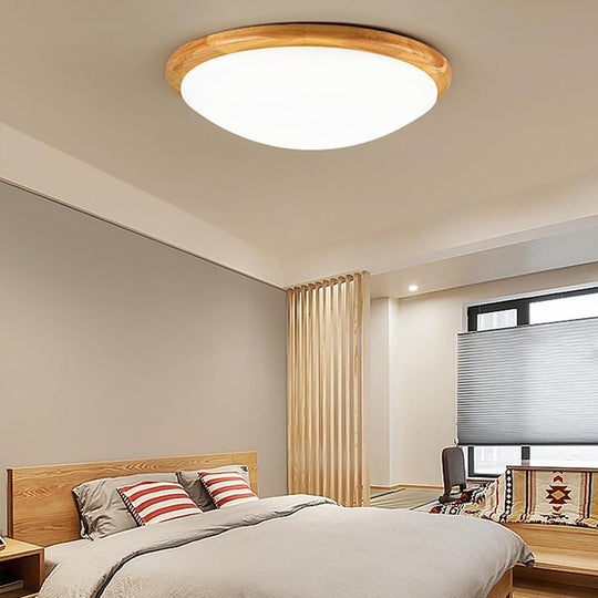 14'' LED Dimmable Wood Flush Mount Ceiling Light – Nordic Bedroom Fixture