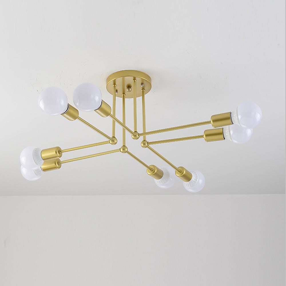 8-Light Modern Linear Gold Flush Mount LED Ceiling Light