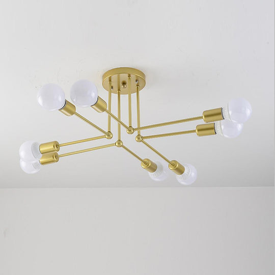 8-Light Modern Linear Gold Flush Mount LED Ceiling Light
