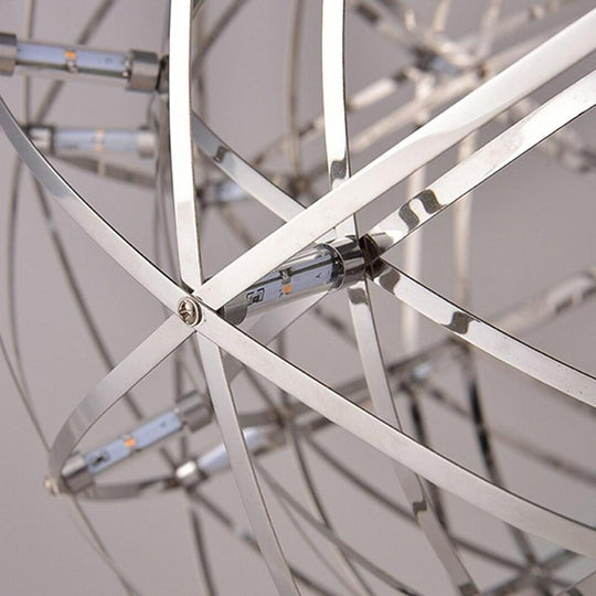 12" Stainless Steel LED Endless Woven Sphere Pendant – Modern Ceiling Light
