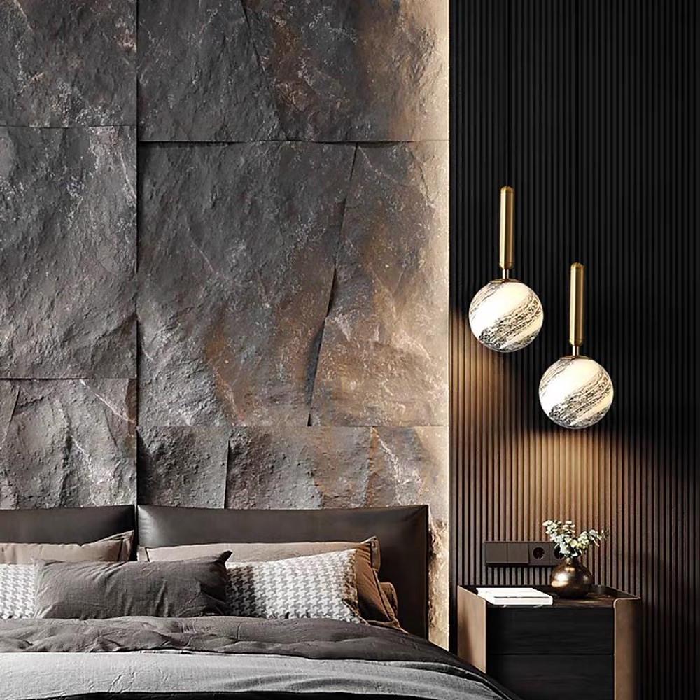 Distressed Globe Hallway Pendant Light Metal Acrylic Ceiling Lights