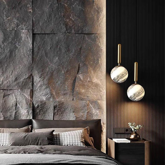 Distressed Globe Hallway Pendant Light Metal Acrylic Ceiling Lights