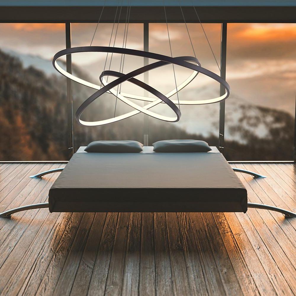 3 Ring Interweaved Circle Design Pendant Lighting Aluminum Acrylic LED Ceiling Light