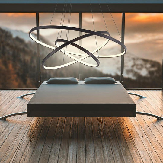 3 Ring Interweaved Circle Design Pendant Lighting Aluminum Acrylic LED Ceiling Light