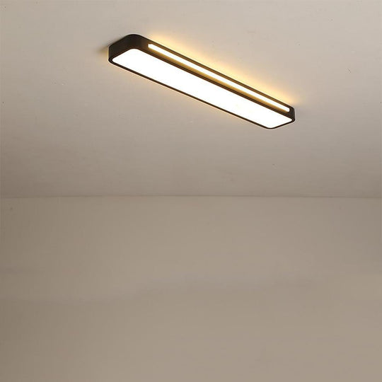 Rectangular Black/White Metal LED Flush Mount Ceiling Light