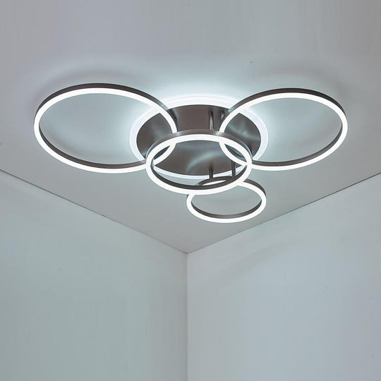 4 Circle Dimmable LED Modern Flush Mount Ceiling Light Fixtures