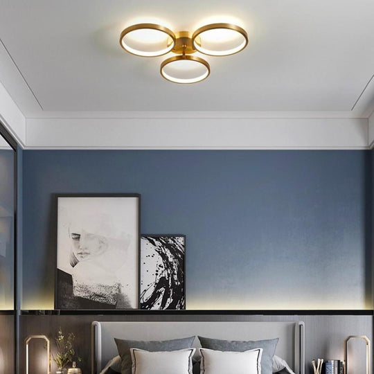Three Light Copper LED Flush Mount Ceiling Light