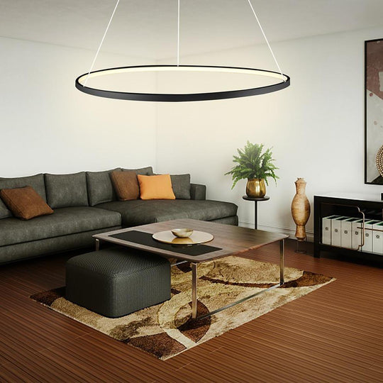 Round Geometric 30 W Single-Ring Integrated LED Pendant – Modern & Dimmable