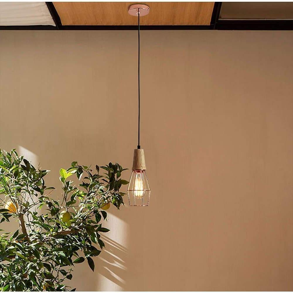 Antique Lantern Vintage Metal Wood LED Pendant Light