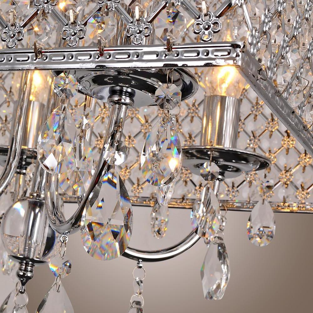 Square Electroplated Metal Glass LED Nordic Chandelier Pendant Light