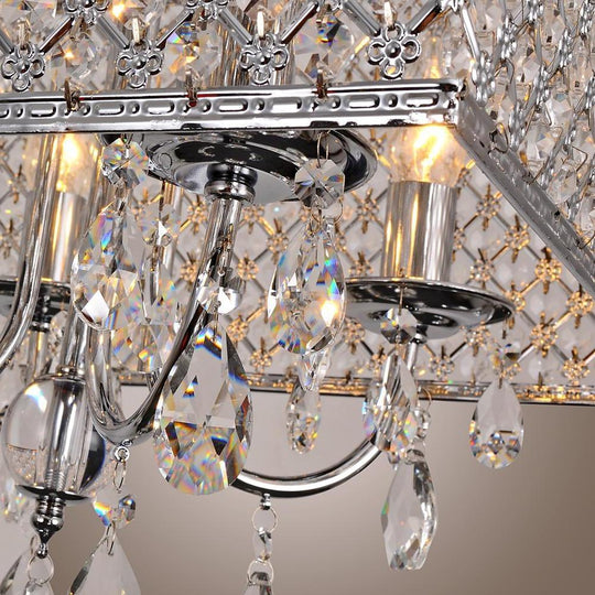 Square Electroplated Metal Glass LED Nordic Chandelier Pendant Light