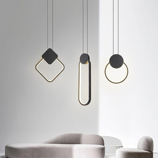 Geometric LED Black Modern Pendant Light