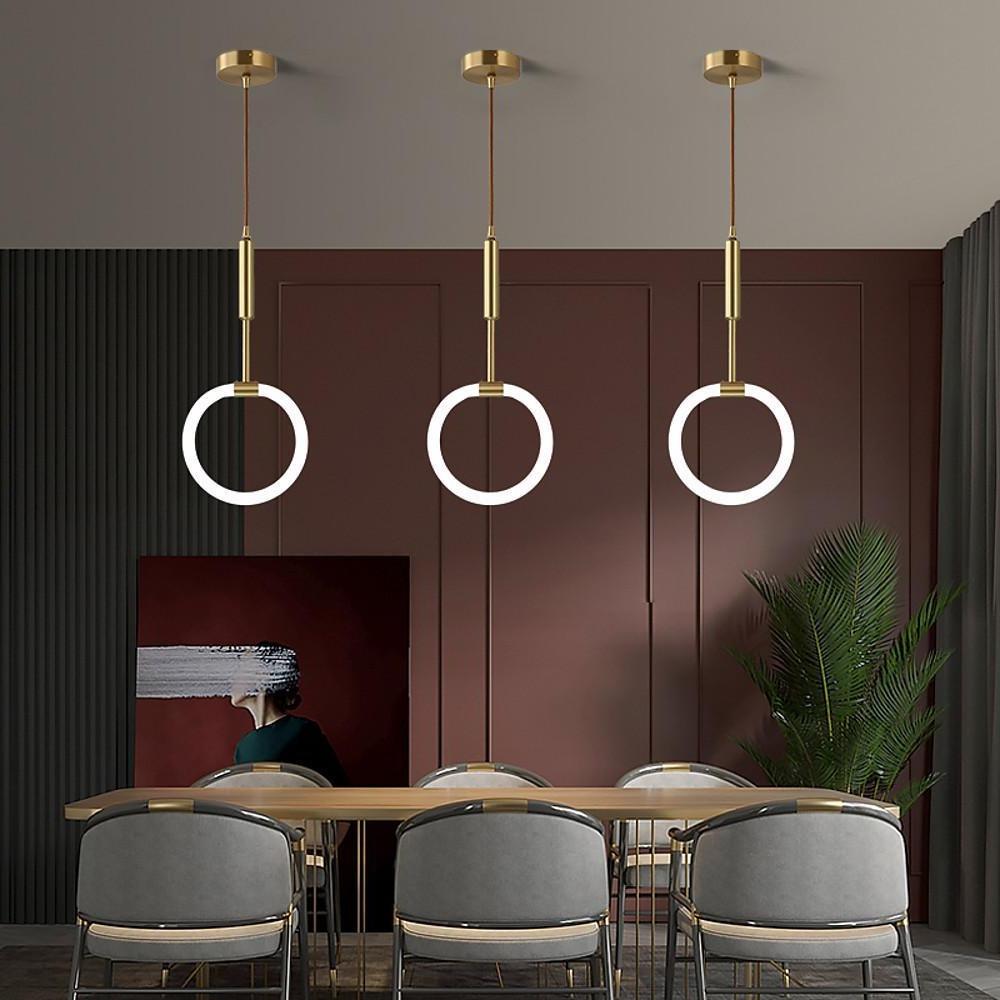 Circle LED Gold Modern Pendant Light Hanging Lamp